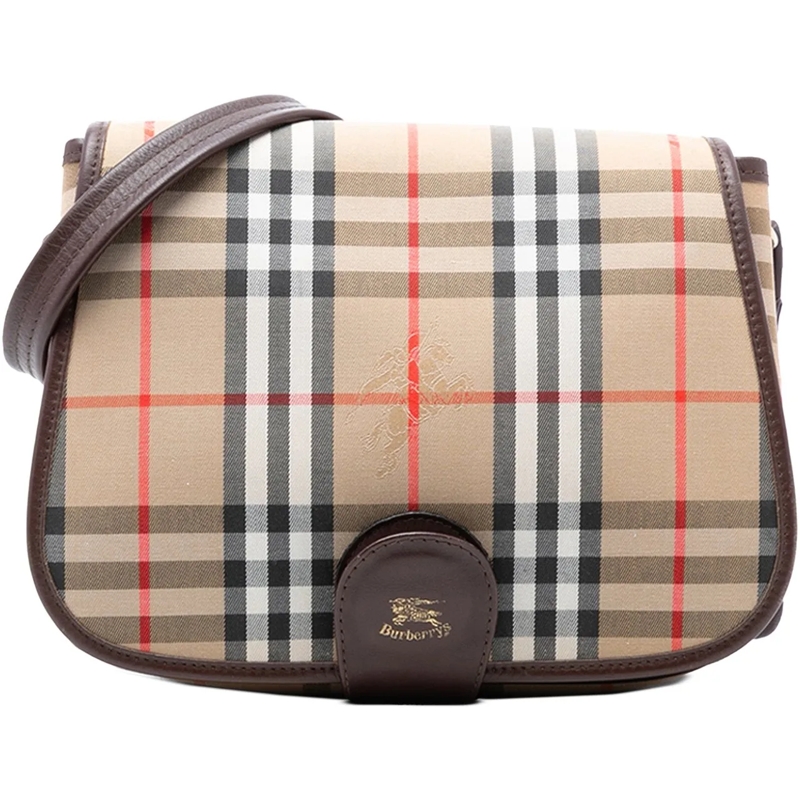 Burberry Schultertasche Haymarket Check Canvas Crossbody braun