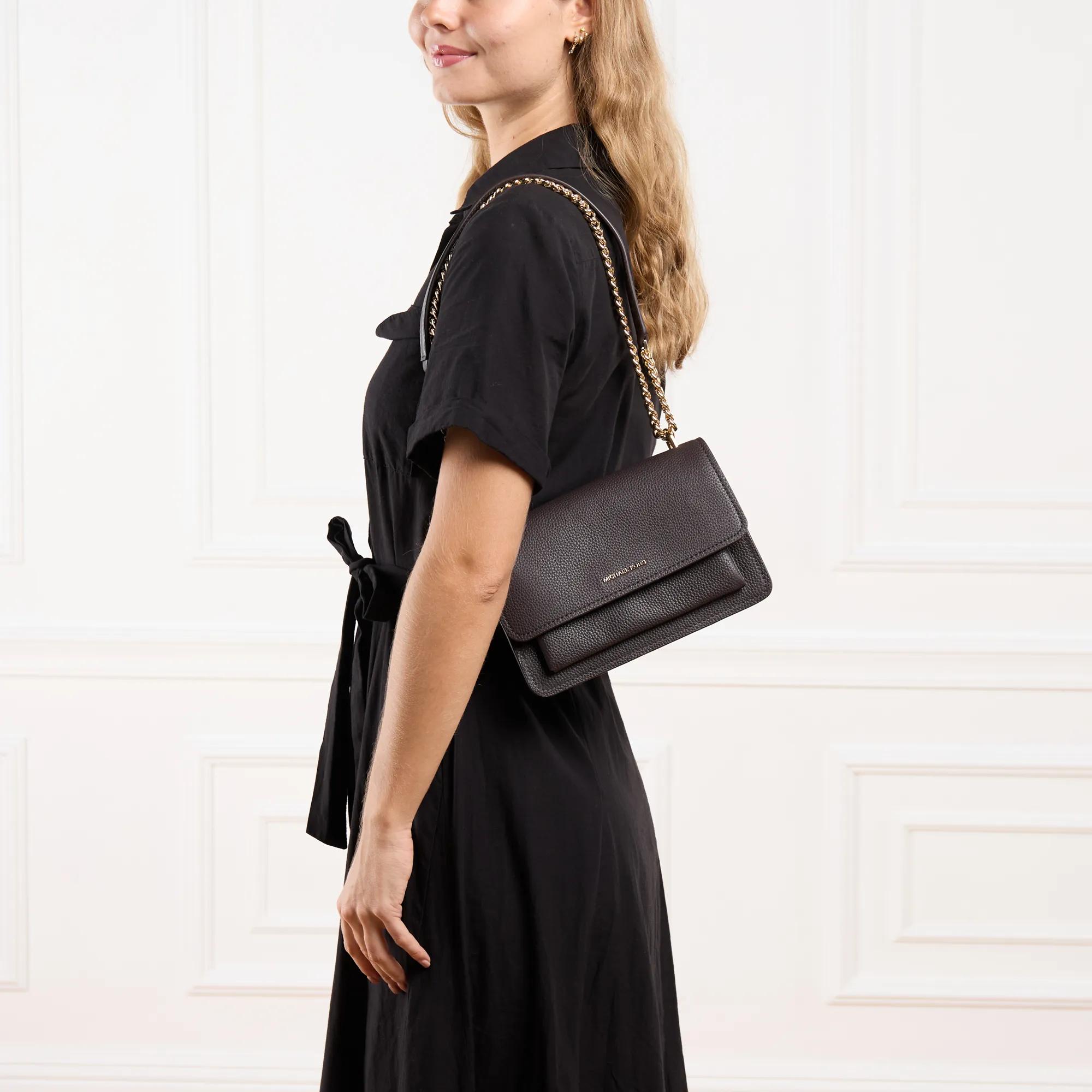 Michael Kors leren crossbody tas Claire Large donkerbruin