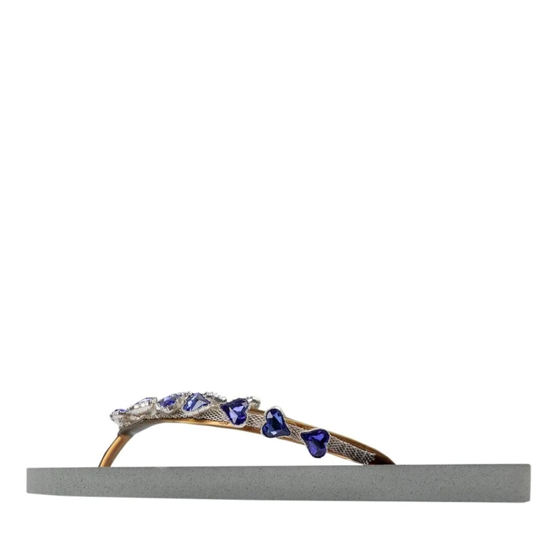 UZURII Flip Flops Zehentrenner Heart Blue silber