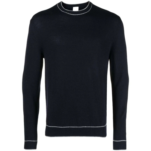 Eleventy Truien Stripe-Detail Wool Sweatshirt Black