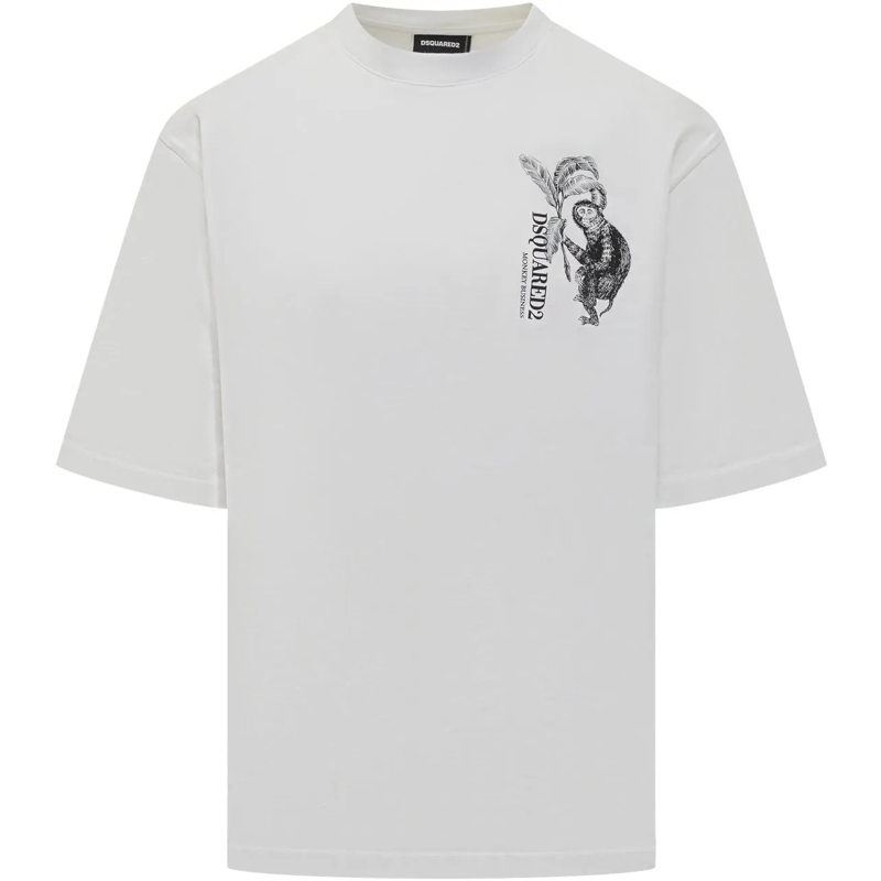 Dsquared2 T-shirt T-Shirt Oversize con Stampa weiß