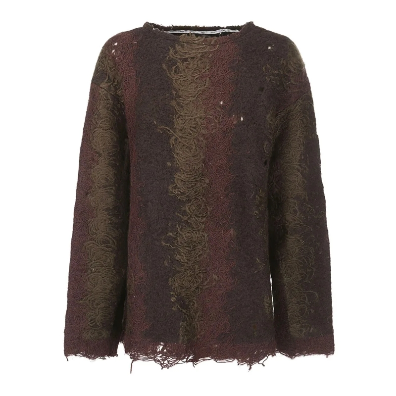 Vitelli Pull Gradient Sweater With Flared Hem And Crew Neck Brown
