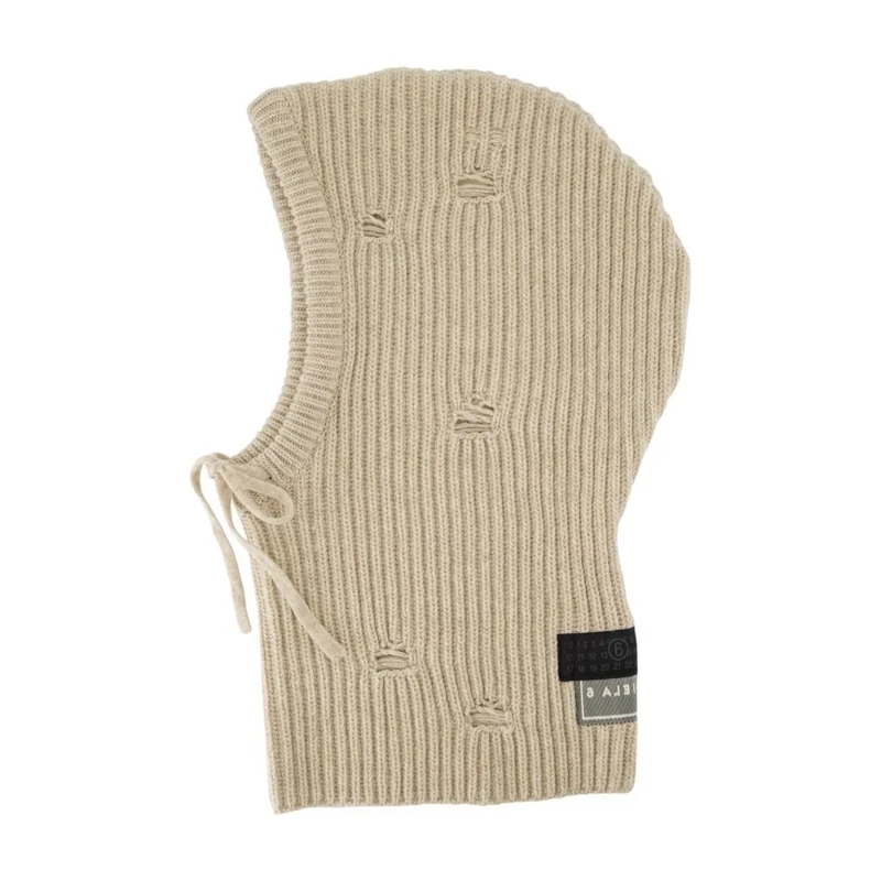 MM6 Maison Margiela Hoed Beanie - Wool - Beige Neutrals
