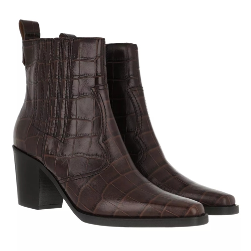 GANNI Western Bootie Leather Chicory Coffee Stiefelette