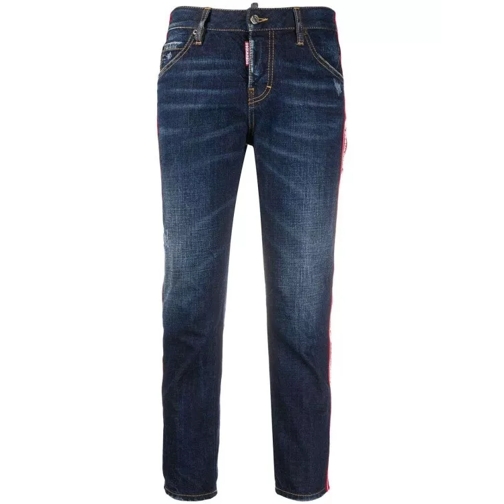 Dsquared2 Logo Tape Cropped Denim Jeans Blue Cropped Jeans