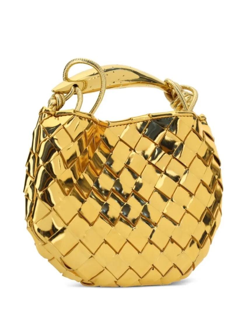 Bottega Veneta Crossbody bags Gold-Tone Lambskin Intrecciato Bag in goud