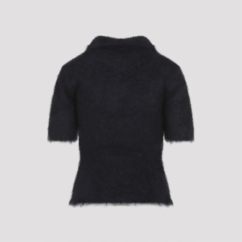 Marni T-Shirt Mohair Blend Short-Sleeved T-Shirt With Unique Des Black
