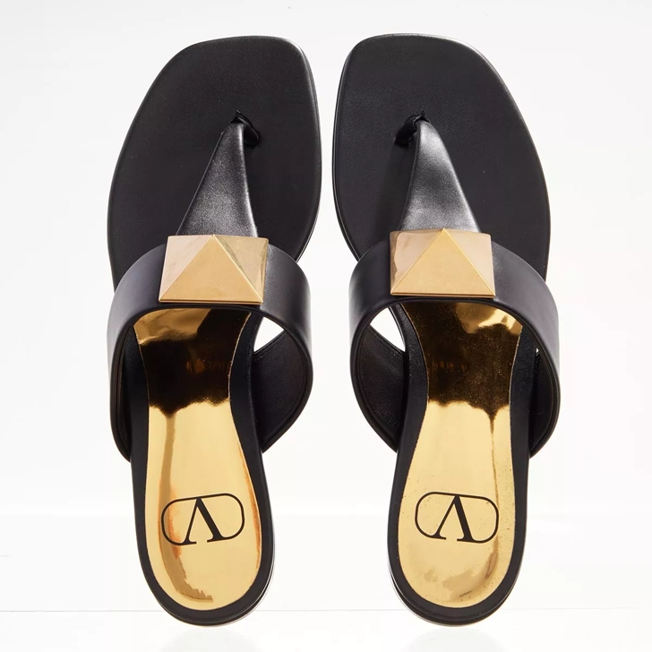 Black and gold flat sandals online