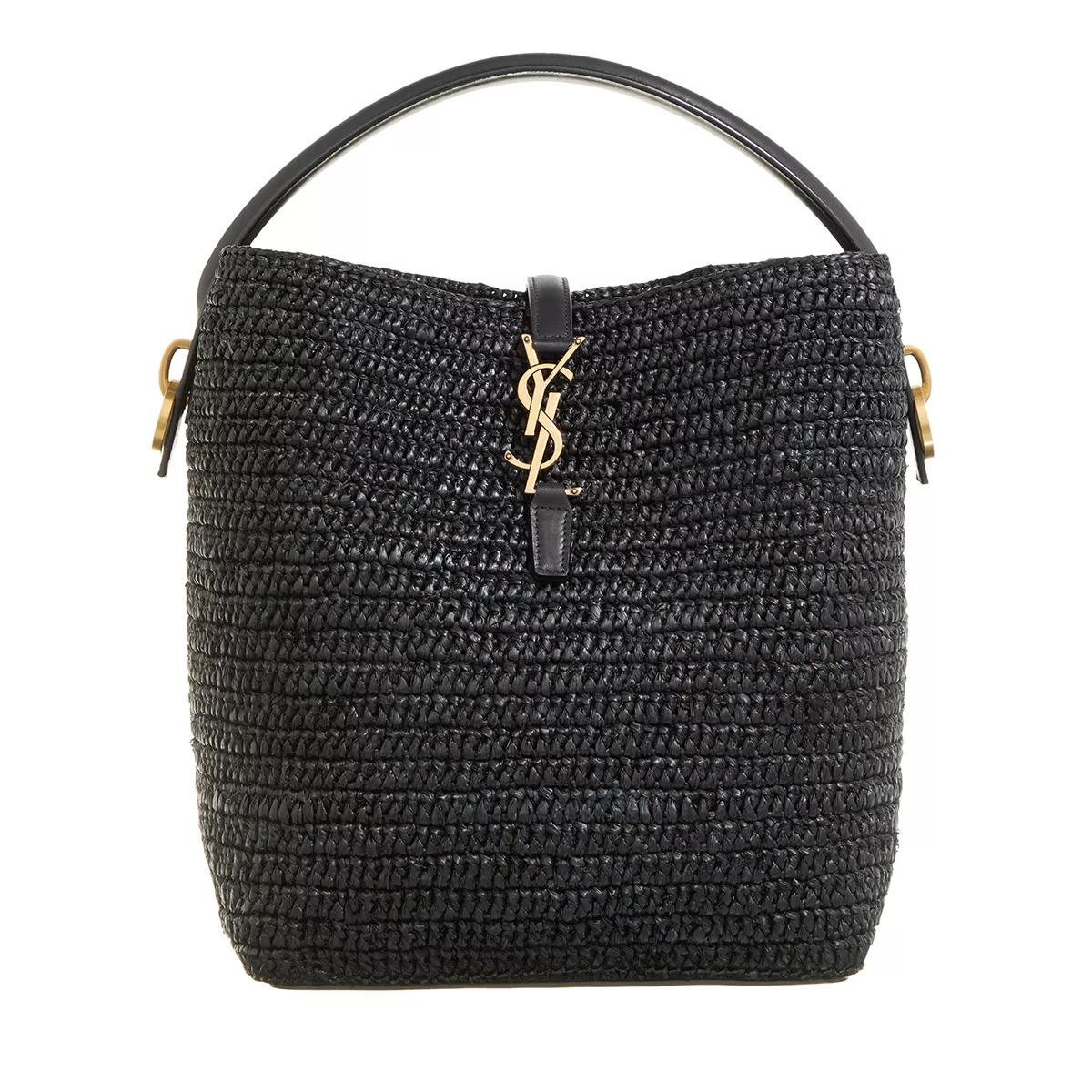 Saint Laurent Beuteltasche - Le 37 Raffia Bucket Bag - Gr. unisize - in Schwarz - für Damen