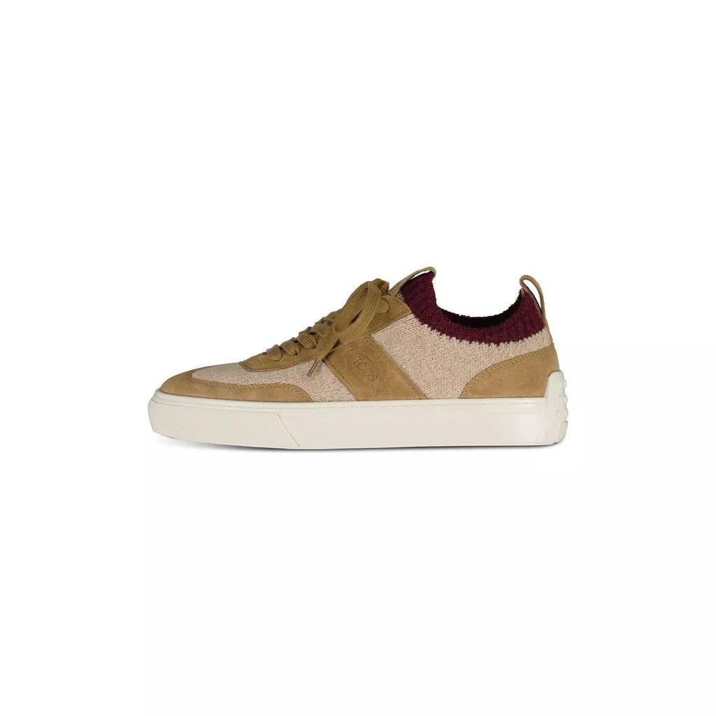 Tod%27s Sneakers - Sneakers aus Veloursleder mit Strickeinsätzen - Gr. 41,5 (EU) - in Beige - für Damen