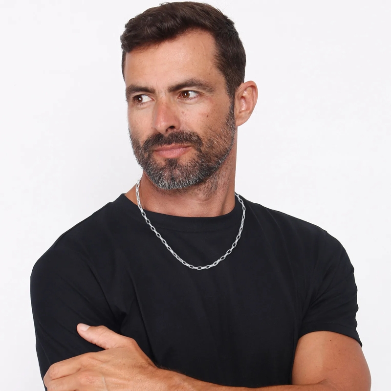 Kuzzoi Mittellange Halskette Halskette Herren Rundanker Oval Basic 925 Silber silber(Image 6)