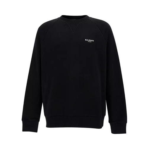 Balmain Black Crewneck Sweatshirt With Contrasting Logo Pr Black 