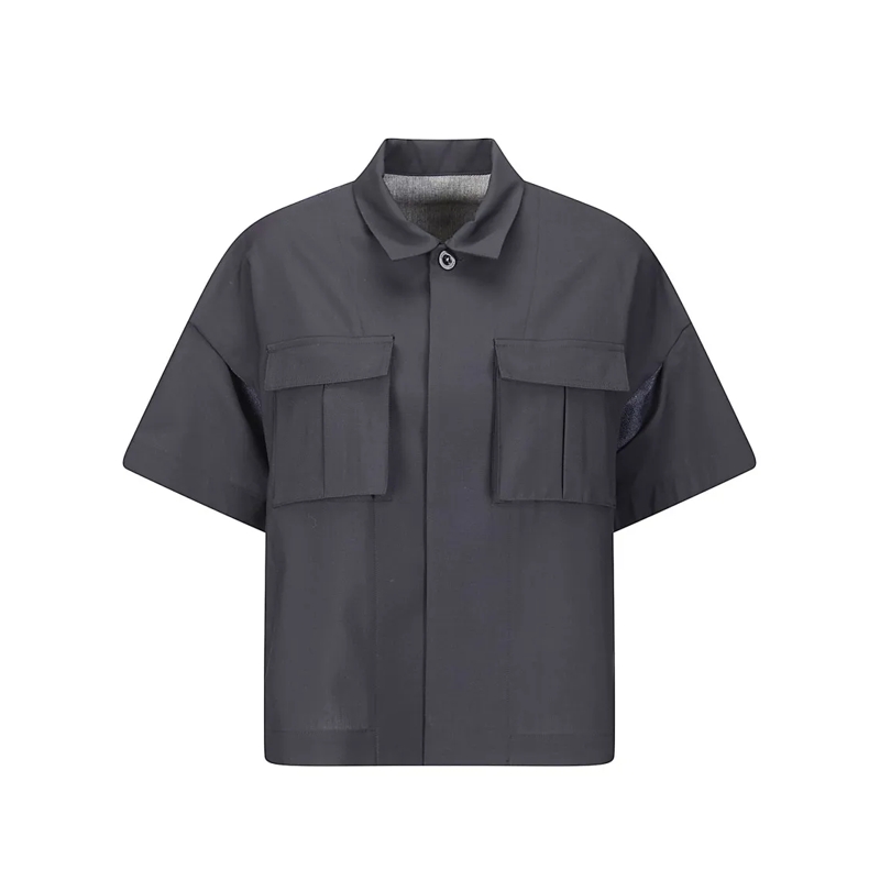 Sacai Hemd Suiting-Inspired Denim Blend Top Grey