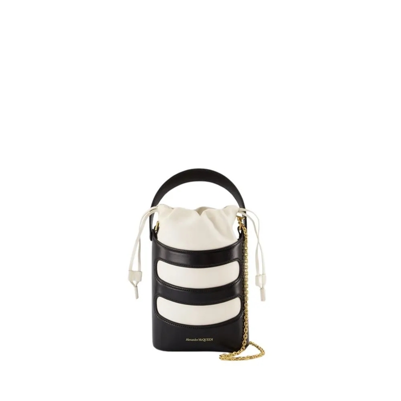 Alexander McQueen Schoudertas The Rise Mini Crossbody - Leather - Black Black