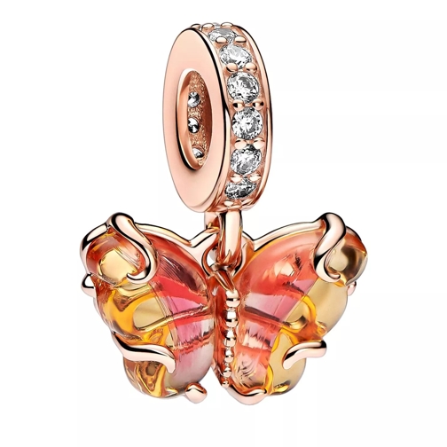 Pandora Butterfly 14k rose gold-plated dangle with bi-colo Pink Anhänger