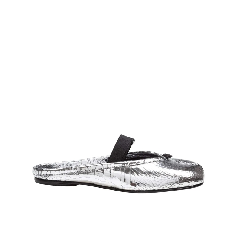 Maison Margiela Ballerinas Silver Broken Leather Tabi Mule Silver
