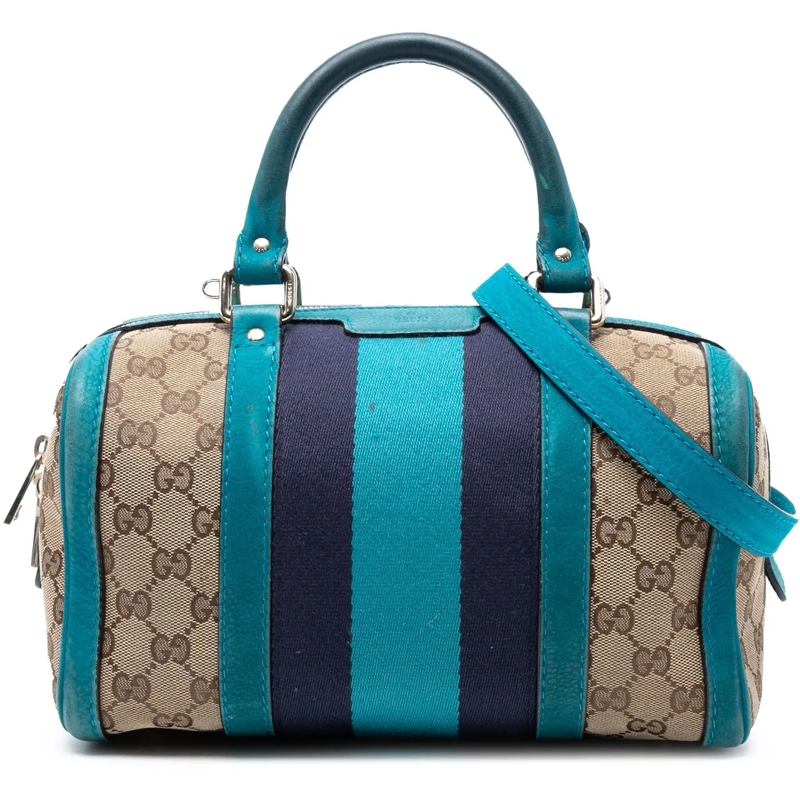 Gucci Schultertasche Small GG Canvas Web Joy Boston Bag braun