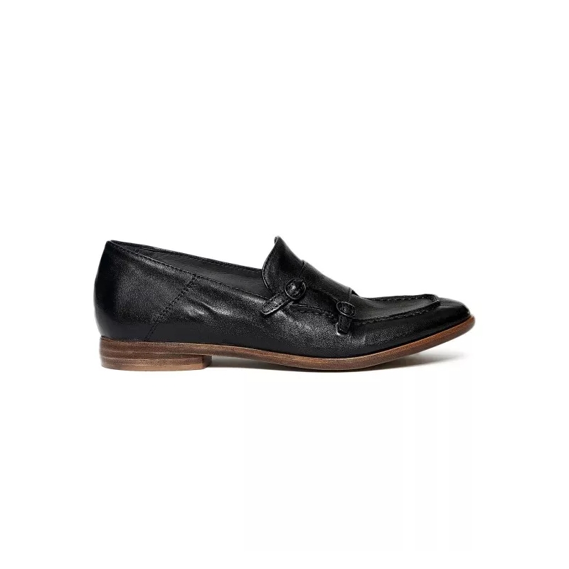 Hundred 100 Monkstraps Black Leather Mocassins Black