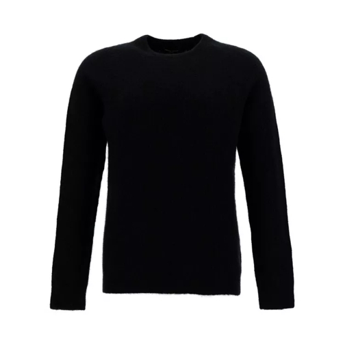 Roberto Collina Black Sweater With Ribbed Trims In Cashmere And Si Black 