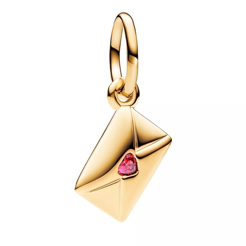 Pandora Love envelope 14k gold-plated dangle with red cubi Red Anhänger