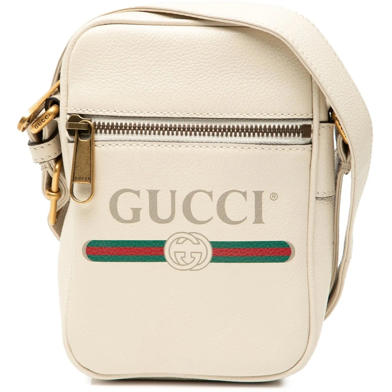 Gucci Schultertasche Mini Grained Calfskin Logo Crossbody weiß