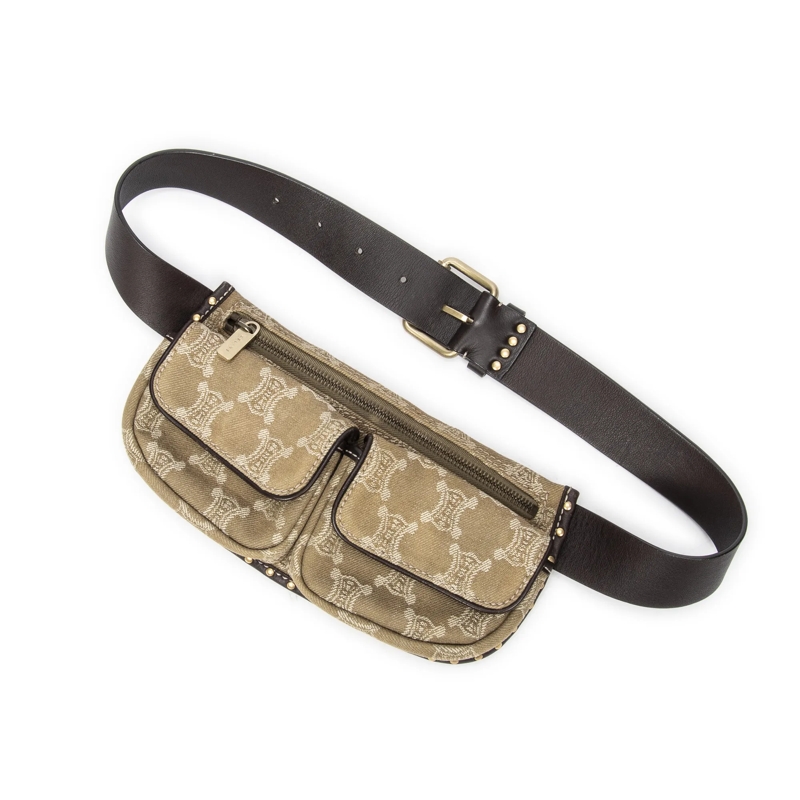 Celine Crossbody Bag Double Pocket Waist Pouch grün