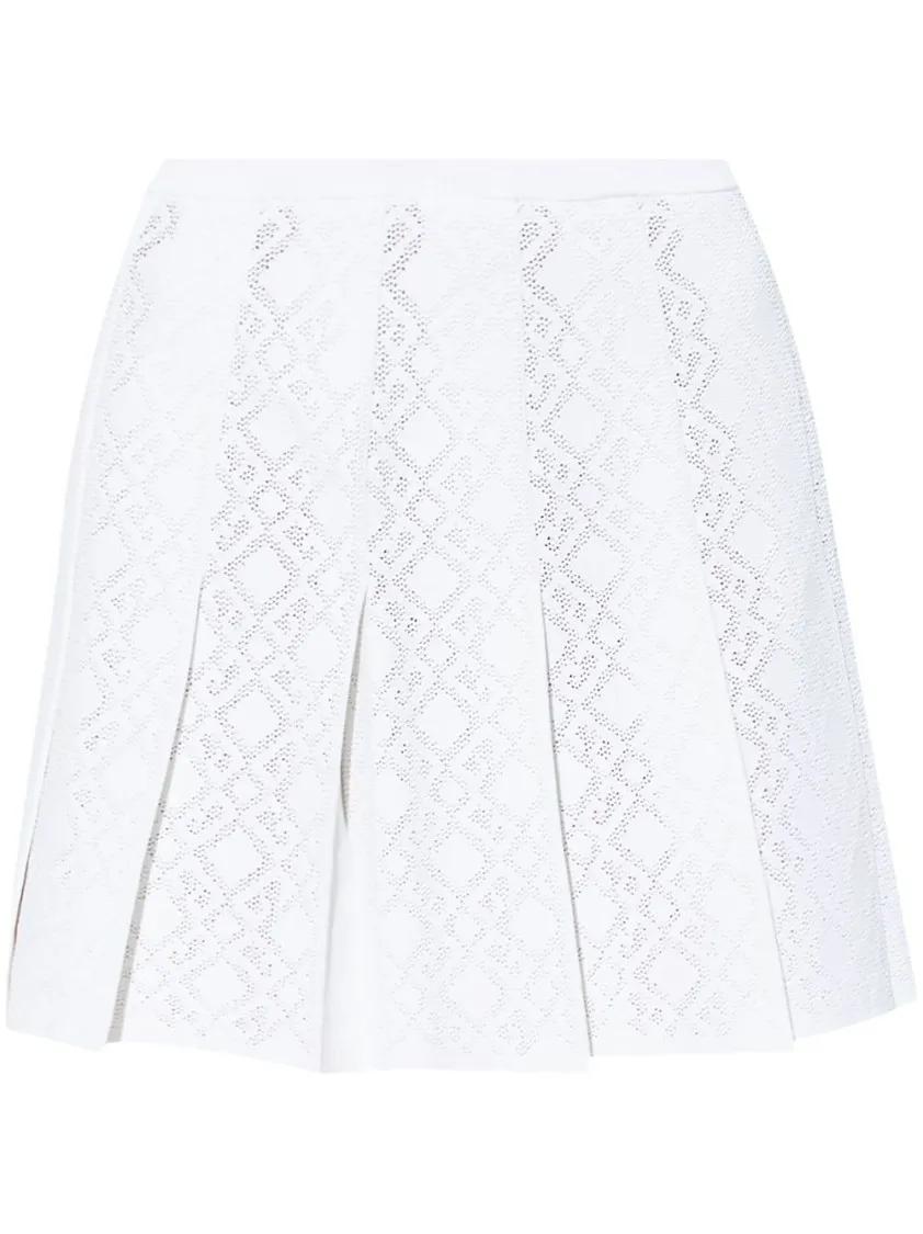 Thumbnail - Givenchy - Pleated Pointelle Knit Skirt With Ribbed Waistband - Größe S - weiß