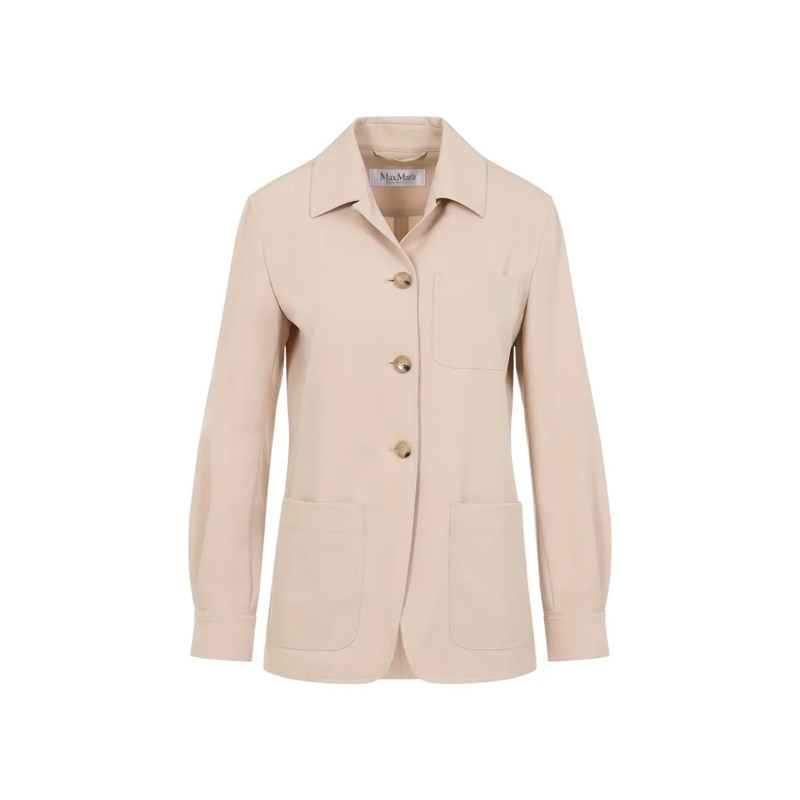 Max Mara Veste de transition Classic Notched Collar Jacket In Virgin Wool Neutrals