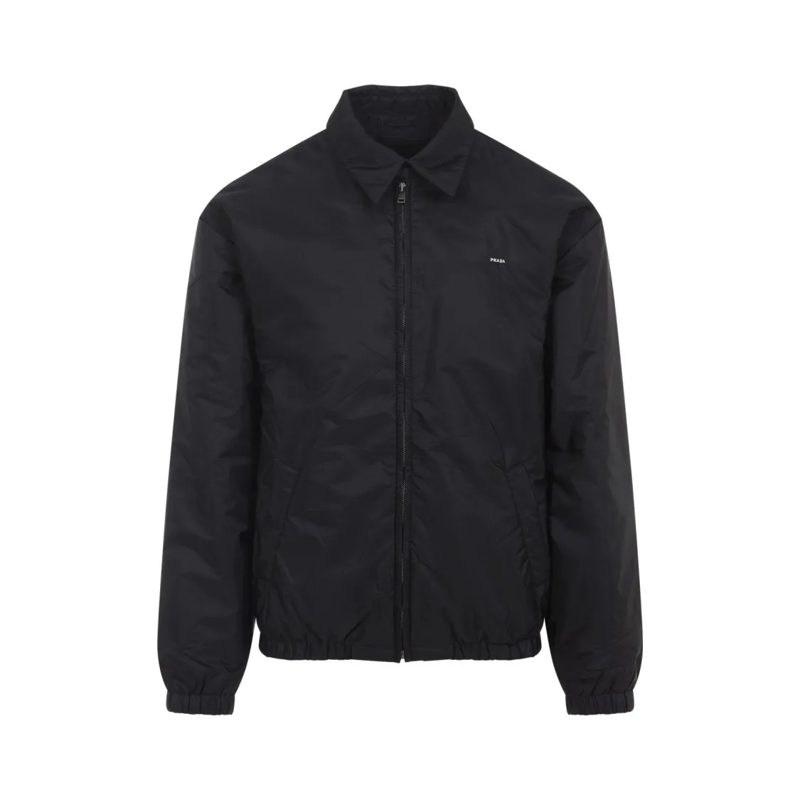 Prada  Lightweight Polyamide Jacket With Classic Collar Black