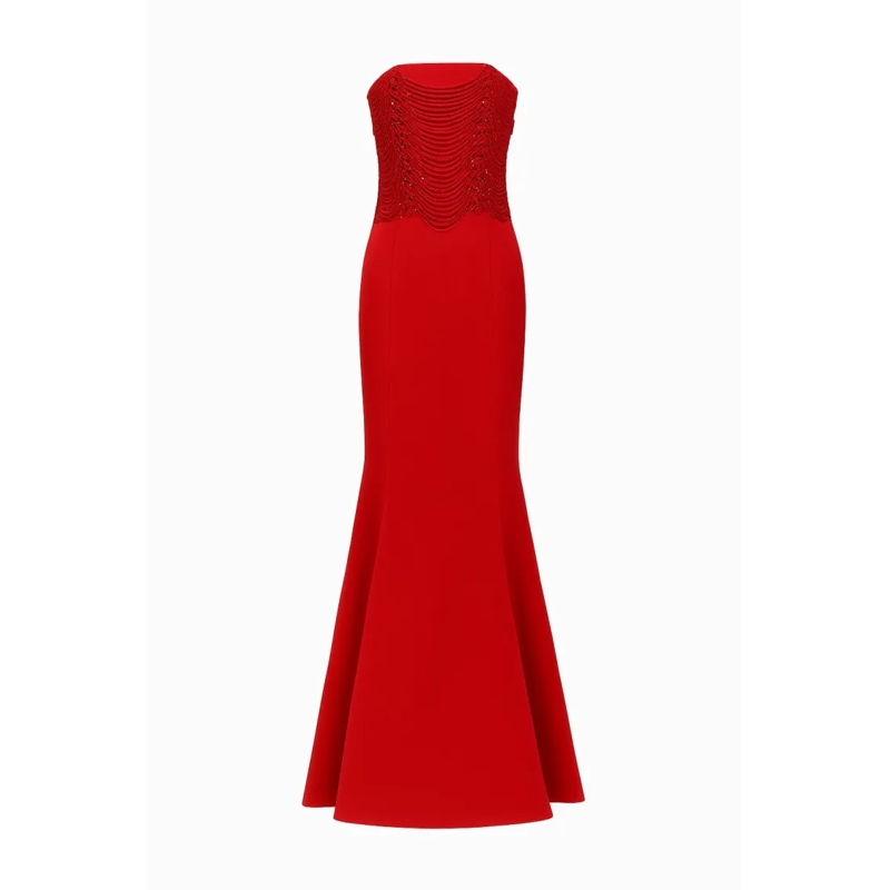 Amen  Strapless Red Mermaid Dress Red