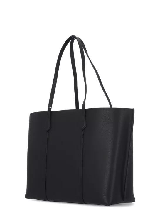 TORY BURCH Shoppers Black Leather Shoulder Bag in zwart