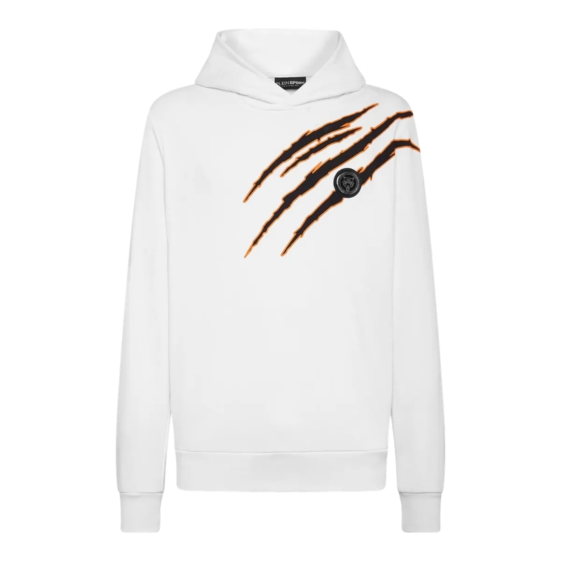Plein Sport Top Hoodie Scratch weiss