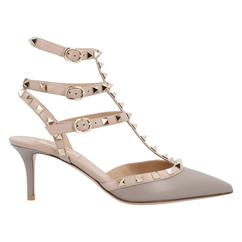 Valentino Garavani Pumps Rockstud Pointed-Toe Pumps Grey