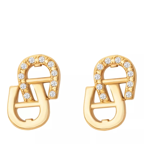 AIGNER Earring Double A Logo With Swarovski Crt gold Orecchino a goccia