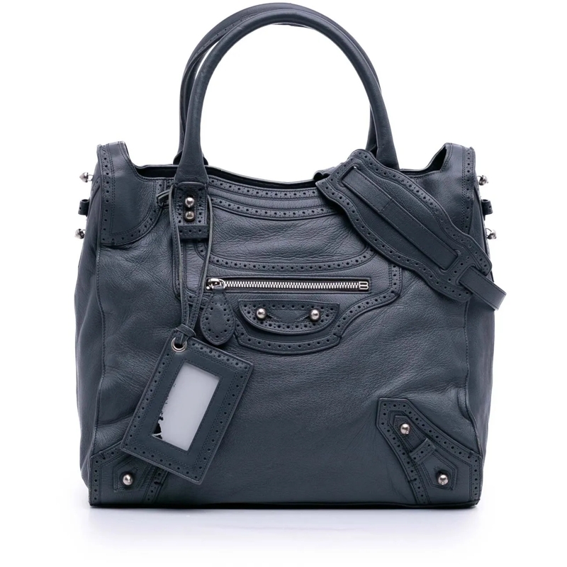 Balenciaga Schultertasche Lambskin Motocross Classic Riva Velo Satchel blau