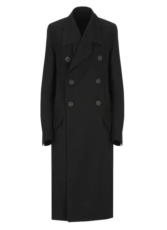 Rick Owens - Black Wool Doublebreasted Coat - Größe 40 - schwarz