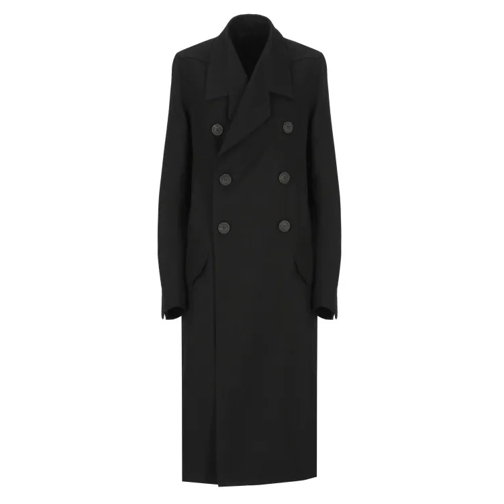 Rick Owens Black Wool Doublebreasted Coat Black 