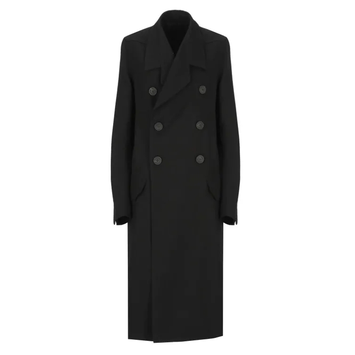 Rick Owens Black Wool Doublebreasted Coat Black