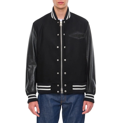 Sacai Bomberjacken Sacai Wool Melton X Leather Blouson Black