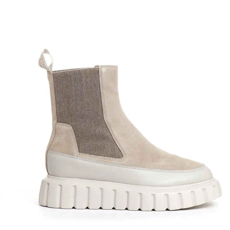 Voile Blanche Bottes Beige Leather And Suede Chelsea Boots Neutrals