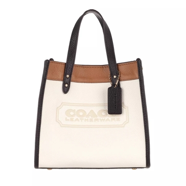 Coach Colorblock Leather Coach Badge Field Tote 22 Chalk Multi