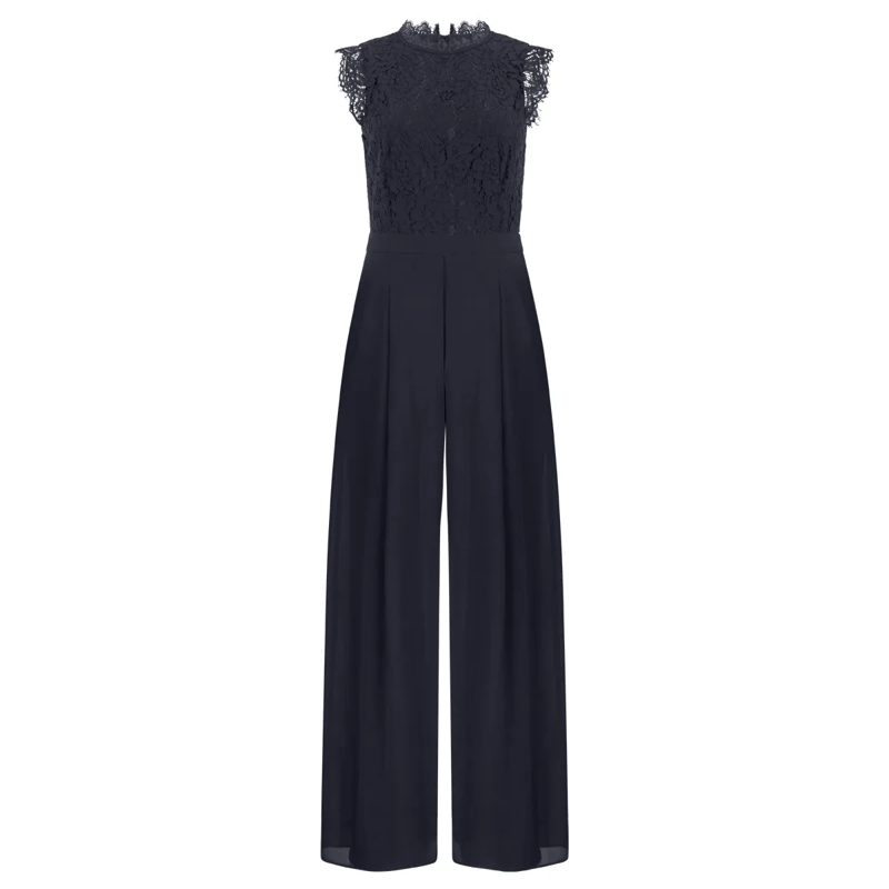 Apart Jumpsuit Overall mit Spitzenoberteil dunkel-blau