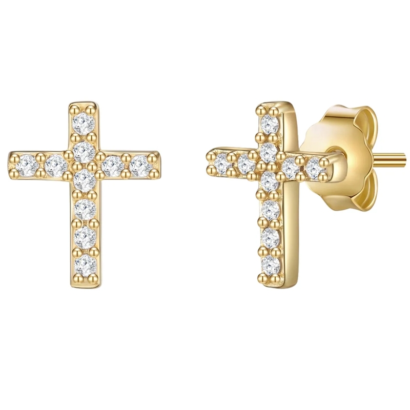 Glanzstücke München Ohrstecker Sterling Silber Ohrstecker Topas Kreuz gold