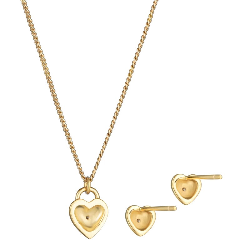 Elli Mittellange Halskette Schmuckset Herz Liebe Solitär Diamant (0.015 ct.)  gold(Image 4)