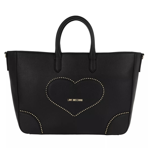 Love Moschino Logo Heart Shoulder Bag Nero Rymlig shoppingväska