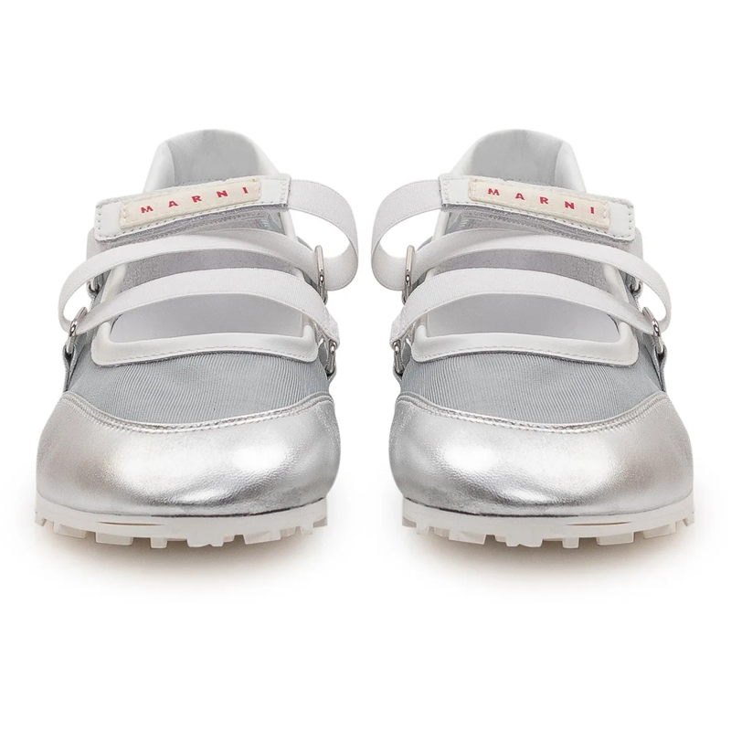 Marni Ballerinas Ballerine con Doppio Cinturino e Inserto in Rete silber(Image 2)