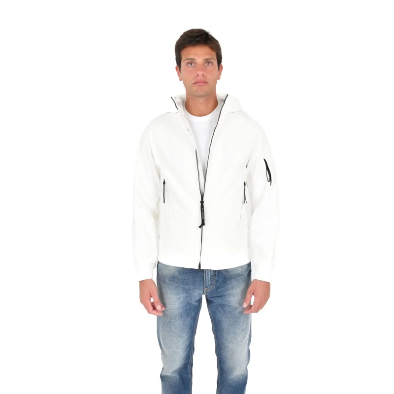 CP Company  Hooded White Jacket With Lens Detail White