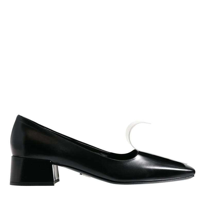 Prada Pumps Two Tone Leather Pumps Nero