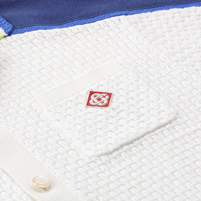 Casablanca Hemd Textured Knit Short-Sleeve Shirt With Logo Patch D White(Image 8)