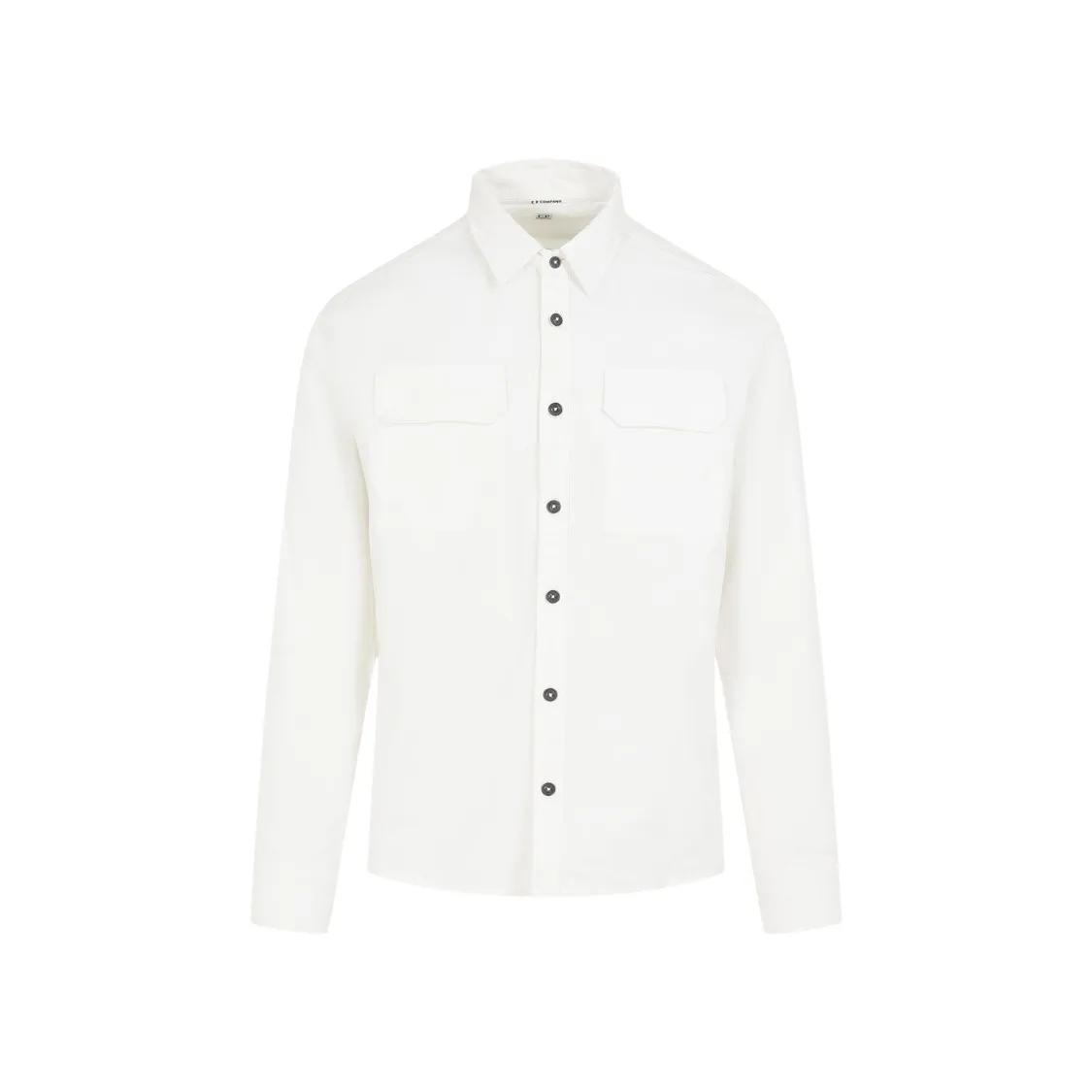 CP Company - Gauze White Cotton Long Sleeves Shirt - Größe L - weiß